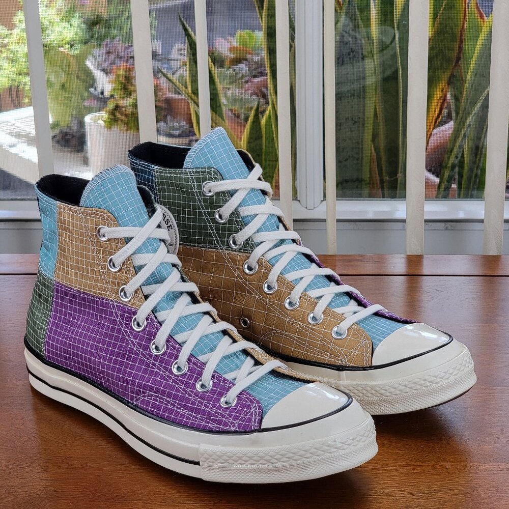 Converse Mens Chuck 70 Hi Quad Ripstop 166317C Dewberry/Iced Coffe/Egret Sze 9.5 - Picture 11 of 13